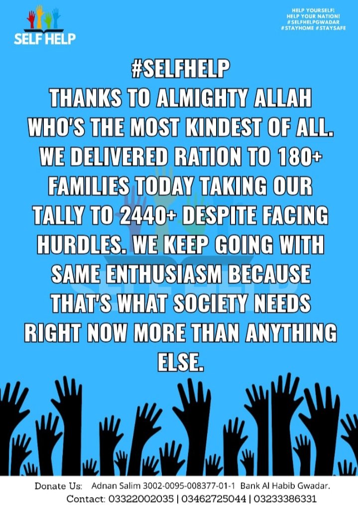 Alee21Aftab's tweet photo. #SelfHelp
Mashallah ❤️
110+ Jeewani
100 in Gwadar
#HelpYourself
#HelpYourNation
#StayHomeStaySafe https://t.co/hDq7e1Jraz https://t.co/AuhQDoxCTE