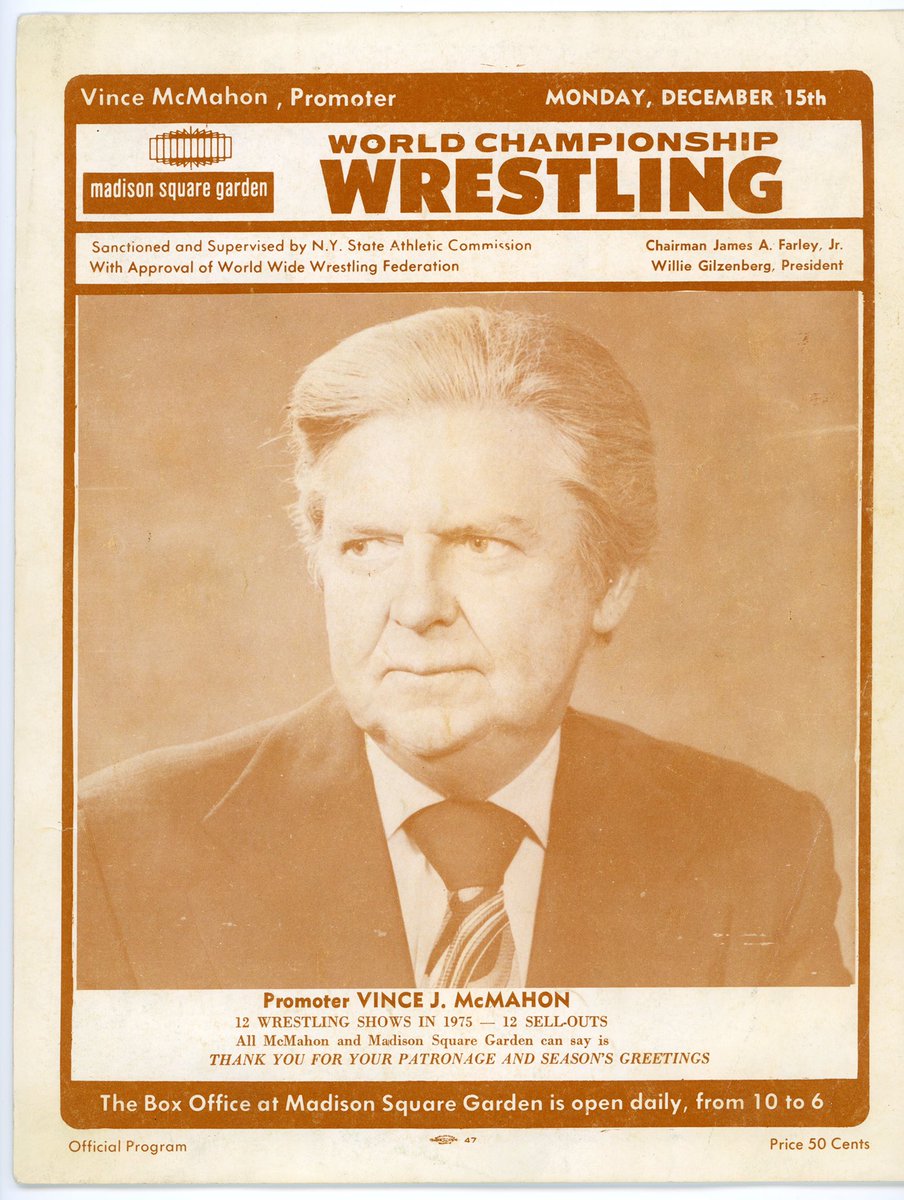 December 15, 1975 at Madison Square Garden. The Sammartino vs Koloff cage match from this evening was the first cage match ever held in Madison Square Garden.