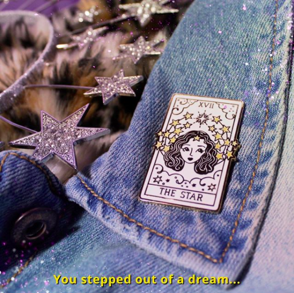 "The Star" tarot card enamel pin, inspired by Ziegfeld Girl ✩ https://www.laceandwhimsy.com/enamel-pins/the-star-enamel-pin