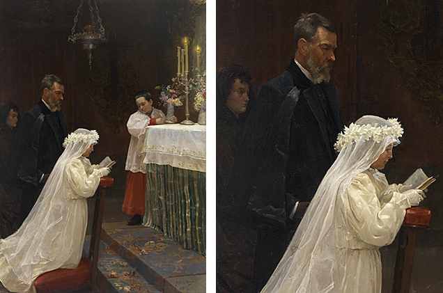 Flanerie_art's tweet photo. "Première communion" un tableau de 1896. Pablo Picasso avait 15 ans, il peint ici sa soeur et son père. https://t.co/TSvFONWXTx