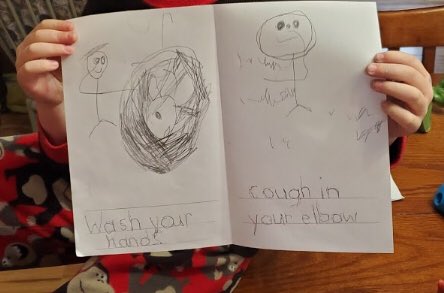 KA has been thinking about how to prevent the spread of germs all year. Students drew some important reminders for us while they learn at home. <a href="/annaheesmith/">Heidi Smith</a> <a href="/MarmoraPublic/">MarmoraPublicSchool</a> #hpefam