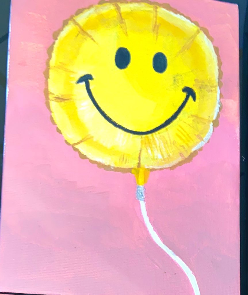 saviaivas's tweet photo. “I’m trying to be Happy.” 
4x7” acrylic on canvas panel https://t.co/eASTxmzlvI