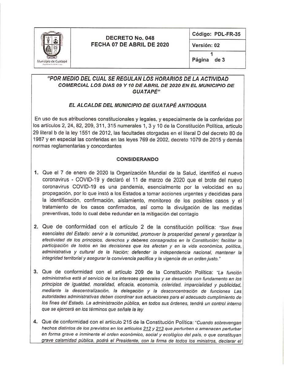 comunicesar's tweet photo. ¡Atención! En minutos tendremos  alocución del Alcalde  de Guatapé Juan Pérez sobre  Decreto 048 por el cual se regula los horarios de la actividad comercial  durante jueves y viernes  santo. A través de Facebook live.@penondeguatape https://t.co/sLtzjbtVpc
