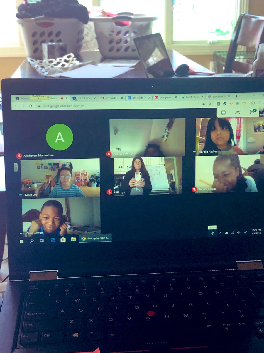 If you look closely you’ll see Ms. Napoletano center screen, teaching Math on a whiteboard, behind her kitchen counter, and facing the laundry! Lesser educators might perish under such conditions! Just a little new NORMAL but USUAL “WHATEVER IT TAKES” attitude at THE LAB SITE...