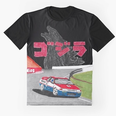 CTA_Artwork's tweet photo. NEW TEE!  One of my all-time favourite cars and the 1991 Bathurst 1000. Hand-drawn, and smashed up to create this swag! Grab one today and remember the day 'Godzilla' Conquered the Mountain!

https://t.co/pqNfskkfrQ

#art #racingart #handdrawing #godzilla #skyline #bathurst https://t.co/gqvTnvBnSw