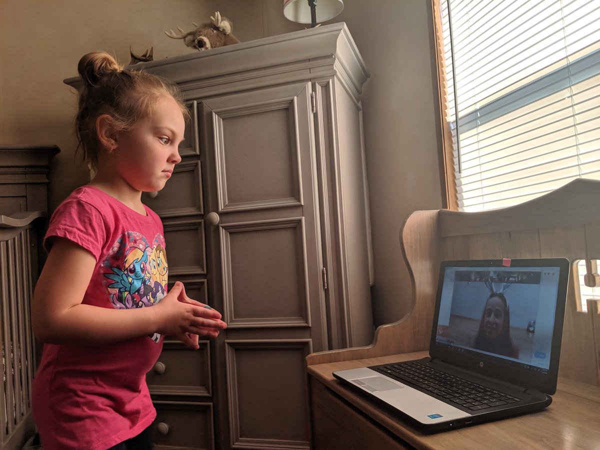 Online dance class Easter Party via Zoom was a success!  She was so excited to see her dance teacher and friends!  Her favorite part was having a scavenger hunt! ❤️ We love Dance Fusion!