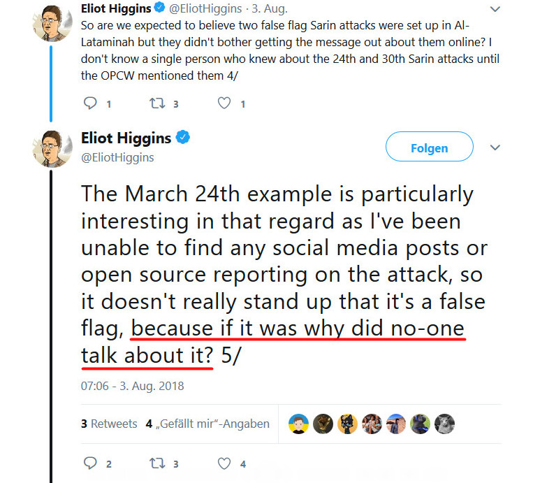 After the OPCW report, however, Higgins hastily rowed back. How could it have been a 'false flag' operation if nobody talks or writes about it?Interestingly, the IIT report coughs up Eliot Higgins' argument. Coincidence? Certainly not.