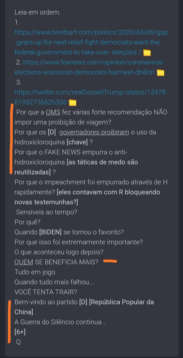 16) Msg..3909Pq a OMS não fez recomendação para para proibir as viagens?Pq os Governadores proibiram o uso da Hidroxicloroquina? Pq a FAKE NEWS MÍDIA empurra o ANTI Hidroxicloroquina ??? Bem vindo ao Partido da República Popular da ChinaQQuem se beneficia maís?