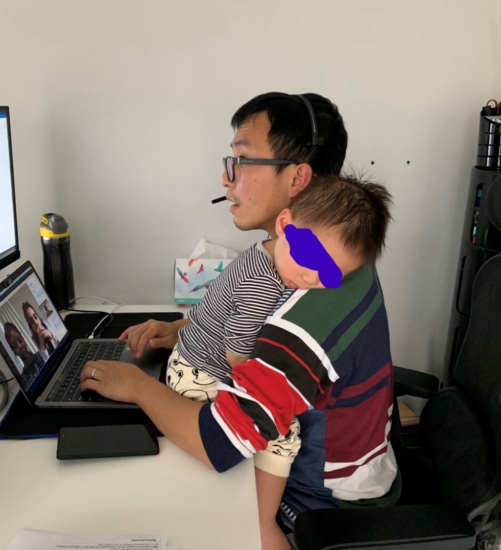 HollyLamLawyer's tweet photo. when toddler wakes up an hour into a 2.5hr nap and both parents working from home are on videoconferences...amazingly baby fell back asleep and stayed asleep through 3 more videocalls conducted at normal volume #WFH #wlansw #equalparenting #sharecare #parentingisachoice #isolife https://t.co/fxEibPyQwp