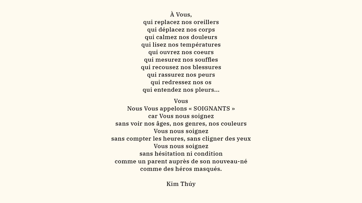 🌈 Le poème de Kim Thúy pour remercier le personnel hospitalier 🙏#BonsoirBonsoir