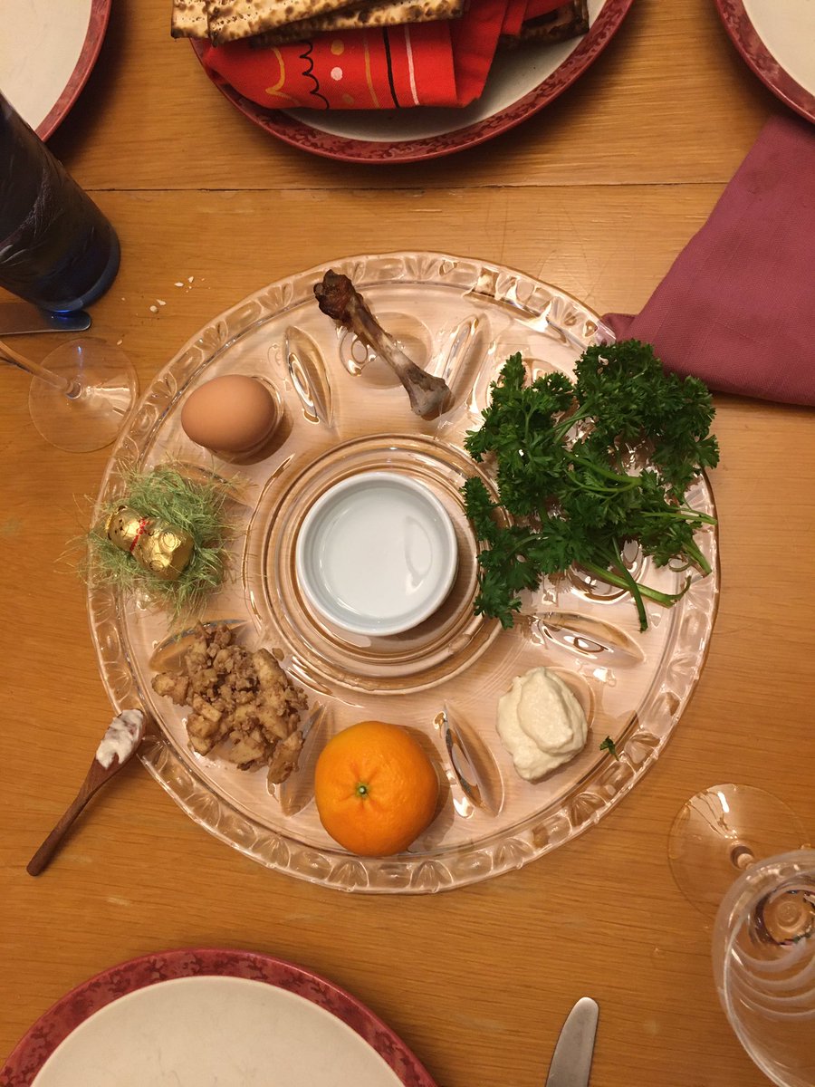 Seder highlights, because my family is a disaster: Decided the bear represents baby Moses, so he needed a basket. Found some fuzzy string and now he has a basket of reeds