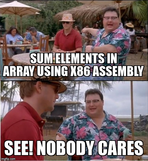 overflow_meme's tweet image. Sum elements in array using x86 assembly stackoverflow.com/questions/6109… #floatingpoint #inlineassembly #visualc++ #x86 #assembly