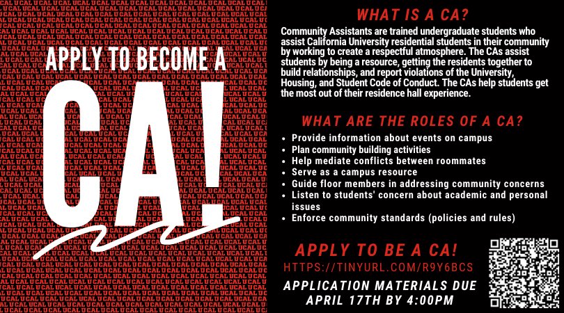 We’re looking for great leaders to guide our incoming and returning students! Are you up for the challenge? 👏 apply at tinyurl.com/r9y6bcs