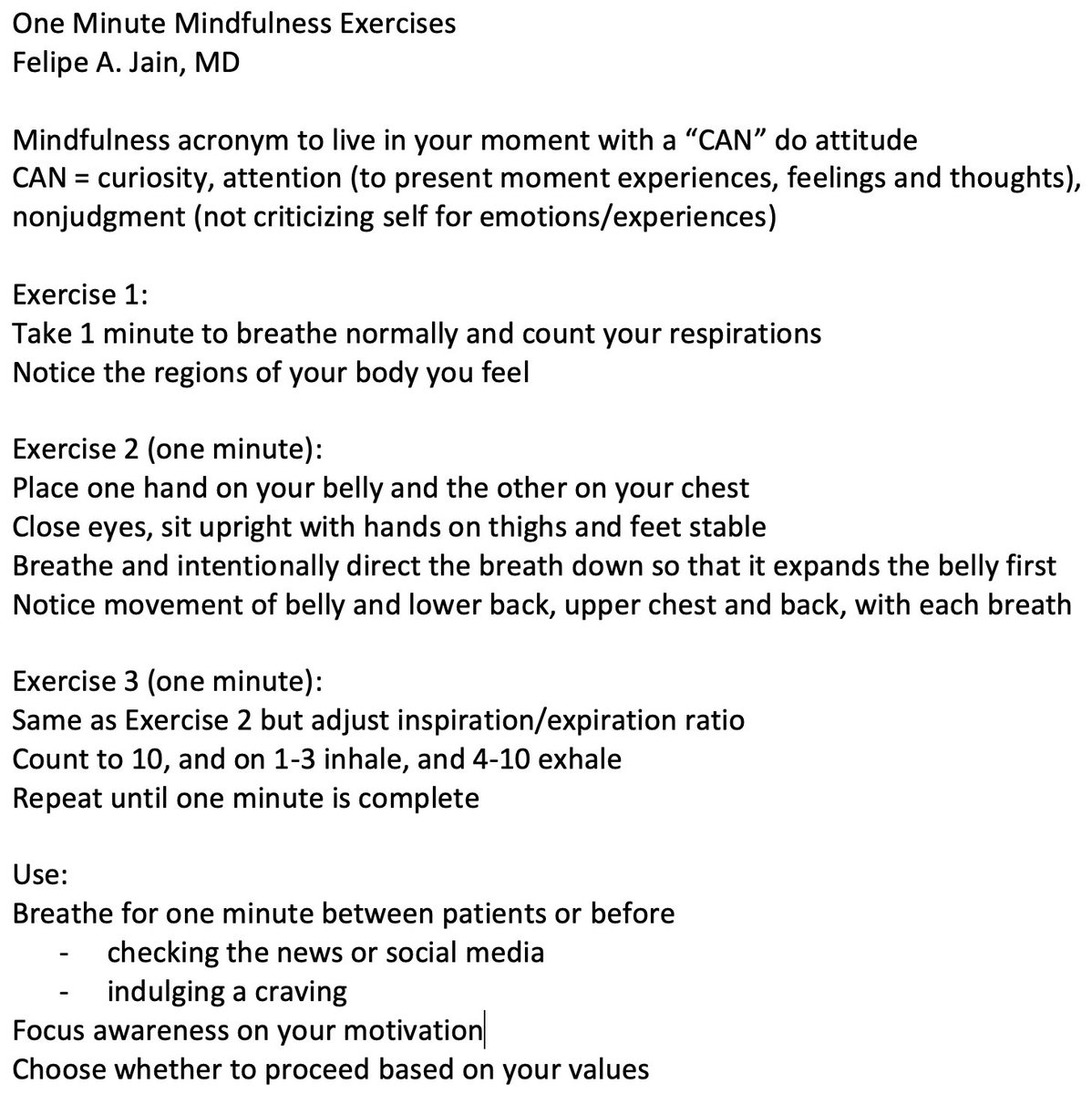 My cliff notes from teaching first-year Harvard Med students 1-minute mindful relaxation exercises for their resilience course today. <a href="/BensonHenry/">Mind Body Medicine</a> <a href="/CMC_CHA/">Center for Mindfulness and Compassion at CHA</a> <a href="/nytimeswell/">NYTimes Well</a> <a href="/taraparkerpope/">Tara Parker-Pope</a> <a href="/harvardmed/">Harvard Medical School</a> <a href="/HarvardCenterHH/">Harvard Center for Health and Happiness</a> #psychtwitter #medtwitter #mindfulness #relaxation #HowTo