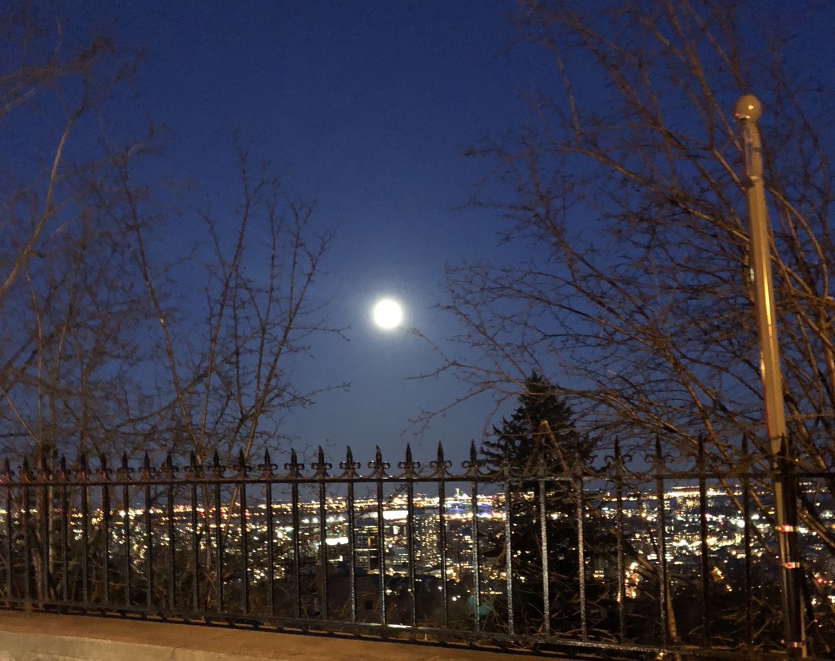 Super-moon rise over locked down Montreal. April 7, 2020. Thanks @glenayrrd and @orange_beluga for joining me.