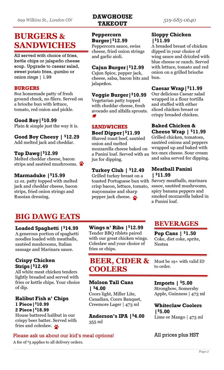 This old Dawg is learning new tricks! Takeout and delivery service available Tuesday-Saturday 5-10pm! $1 off pounds of wings every Wednesday! 🐶