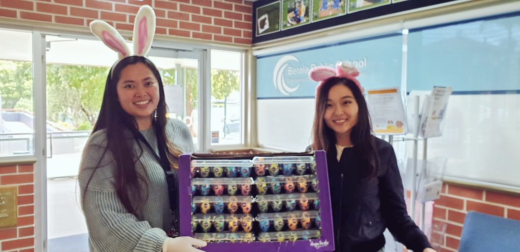 Missgkim's tweet photo. BPS staff delievered #easter eggs to the homes of every @beralaps student. The smile, excitement and surprise on the faces of our students and parents were priceless. 😁 💕 Such a great idea.Ty for organising @AquilinaMarvic🐰 #Joy @beralaps  @miss_c_le  @MichelleDemirel https://t.co/p17mwoS80G