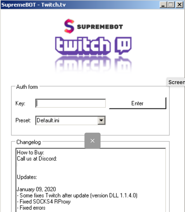 albertzsigovits's tweet photo. Interesting #twitch bot. Source is obfuscated with #ConfuserEx  #NETReactor. Opens threads through a list of proxies to boost viewer stat. Login is checked via licensefile through rubot[.]ovh/applications/nexus/interface/licenses/?info
#SupremeBOT @Twitch @malwrhunterteam @JayTHL https://t.co/Q4OOQEHF8q