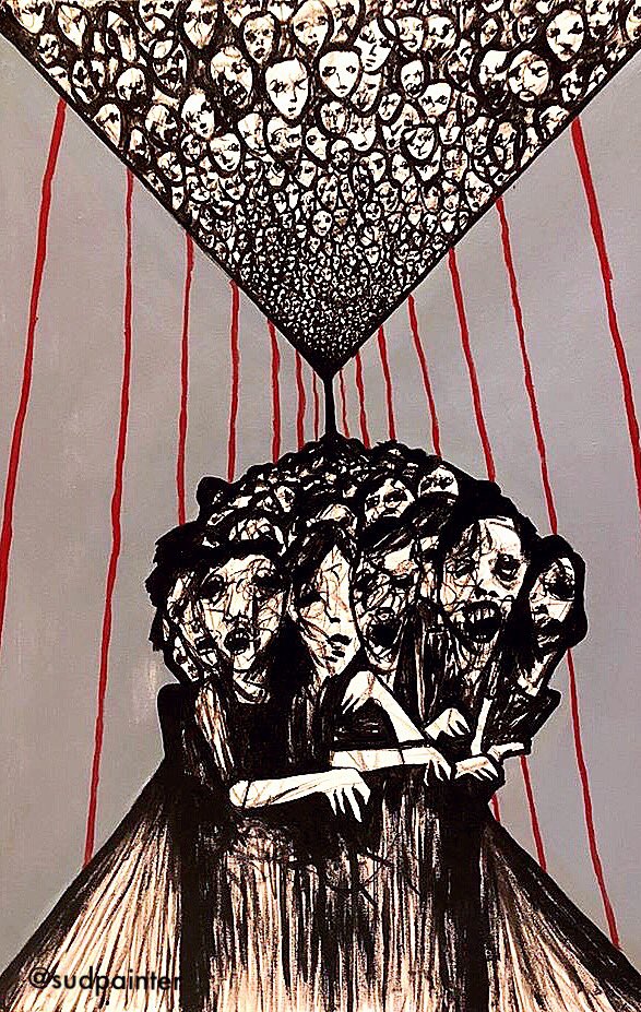 sudpainter's tweet photo. New art work ✨
 " between life and death " 
Acrylic on canvas 
size " 90 x 60 " . https://t.co/LdTI7s9GHs