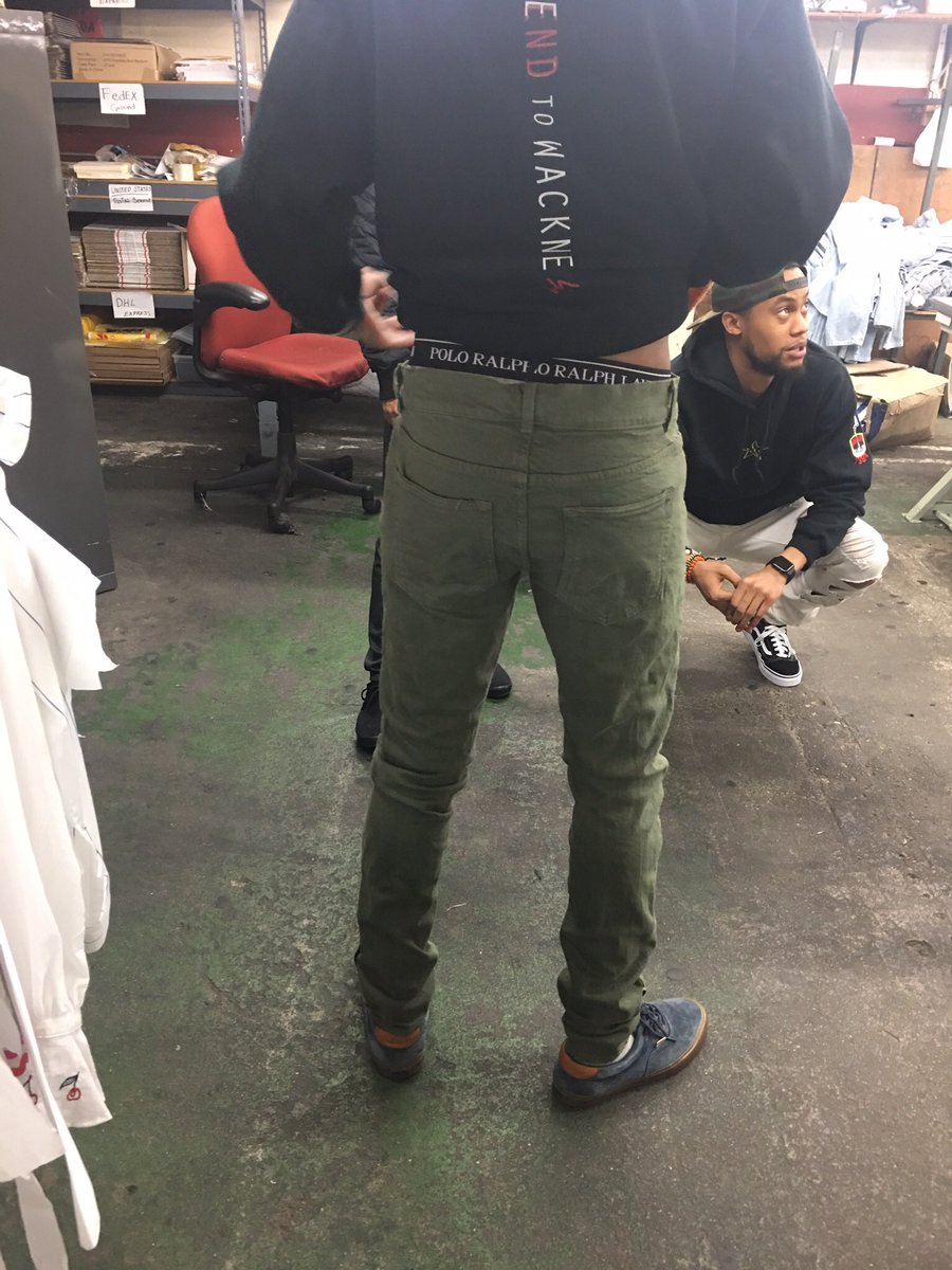 Final product of the jeans, I never dropped them but they still in the tuck  still have a good relationship with everybody involved in the process. We flew to LA to start manufacturing first week of February, partied hard too lol