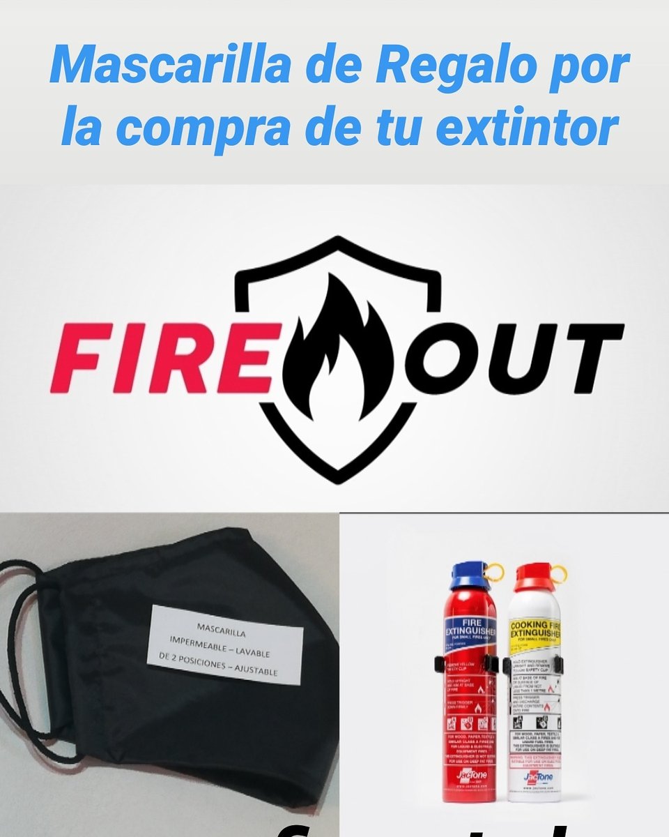 FireoutC's tweet photo. Tu mascarilla GRATIS. Por la compra de un extintor en https://t.co/GvNeyPA337 te la enviamos sin costo alguno para ti!! Quedan pocas!!
Mascarilla impermeable, lavable, de 2 posiciones y ajustable. https://t.co/aexOasaEJJ