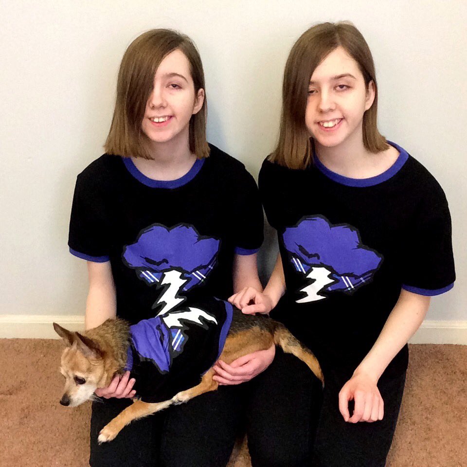Ali_and_Macy's tweet photo. Already posted these on Instagram but we wanted to share them here too! We gave Jamey her own @ThomasSanders shirt so we can all match!!! 💜🖤🐾Check out the insta post for more pictures + the story behind this! https://t.co/bohOGzblXl ✨ https://t.co/Wi96rxnCdX