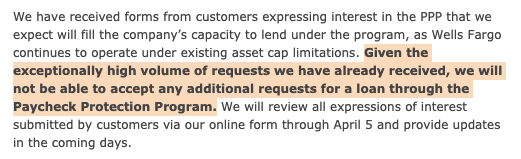 mpeesel's tweet photo. C'mon @WellsFargo. You're one of the biggest banks around, surely you can take more applications... https://t.co/L736L2jg3x