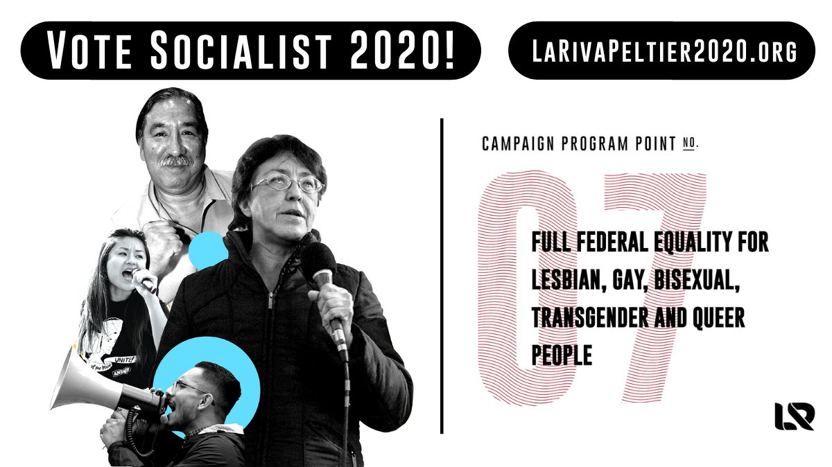★ 7: Full equality for lesbian, gay, bisexual, transgender and queer peopleFight back against anti-LGBTQ discrimination and violence. https://www.larivapeltier2020.org/point_7 