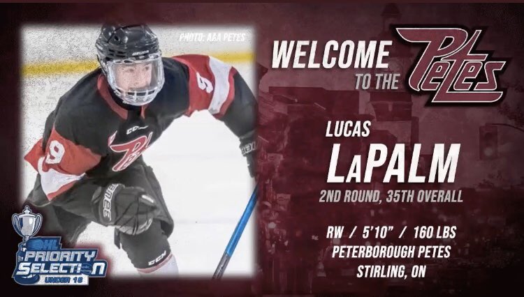 Thank you <a href="/PetesOHLhockey/">Peterborough Petes</a> for taking a chance on me. Pleased to announce that I’ve been selected 35th overall in the U18 OHL Priority selection. Thanks to everyone that has helped me along the way! Can’t wait to get start.