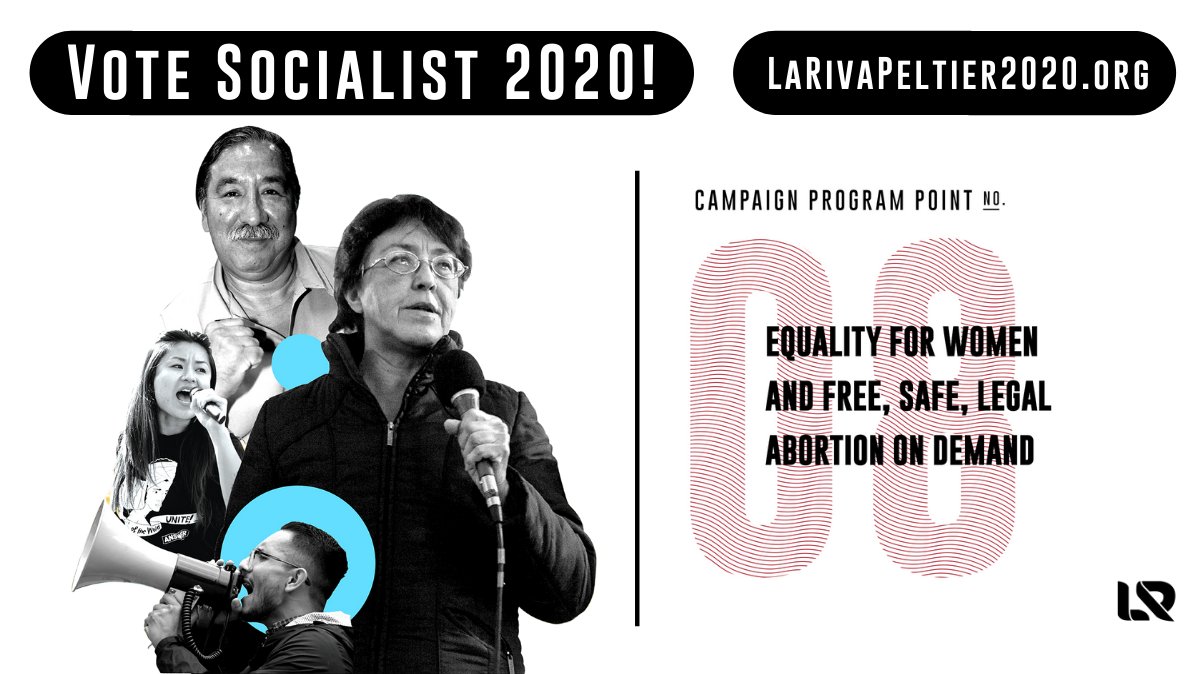 ★ 8: Equality for women and free, safe, legal abortion on demandStop the attack on women’s reproductive rights and defend Roe v. Wade.Close the wage gap and end the gender division of labor. https://www.larivapeltier2020.org/point_8 