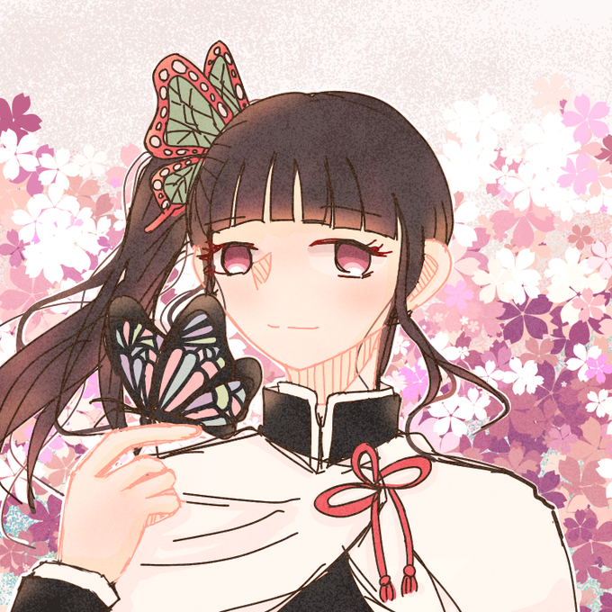 青田ききさんがTwitterに投稿した栗花落カナヲ(鬼滅の刃)のイラスト。
