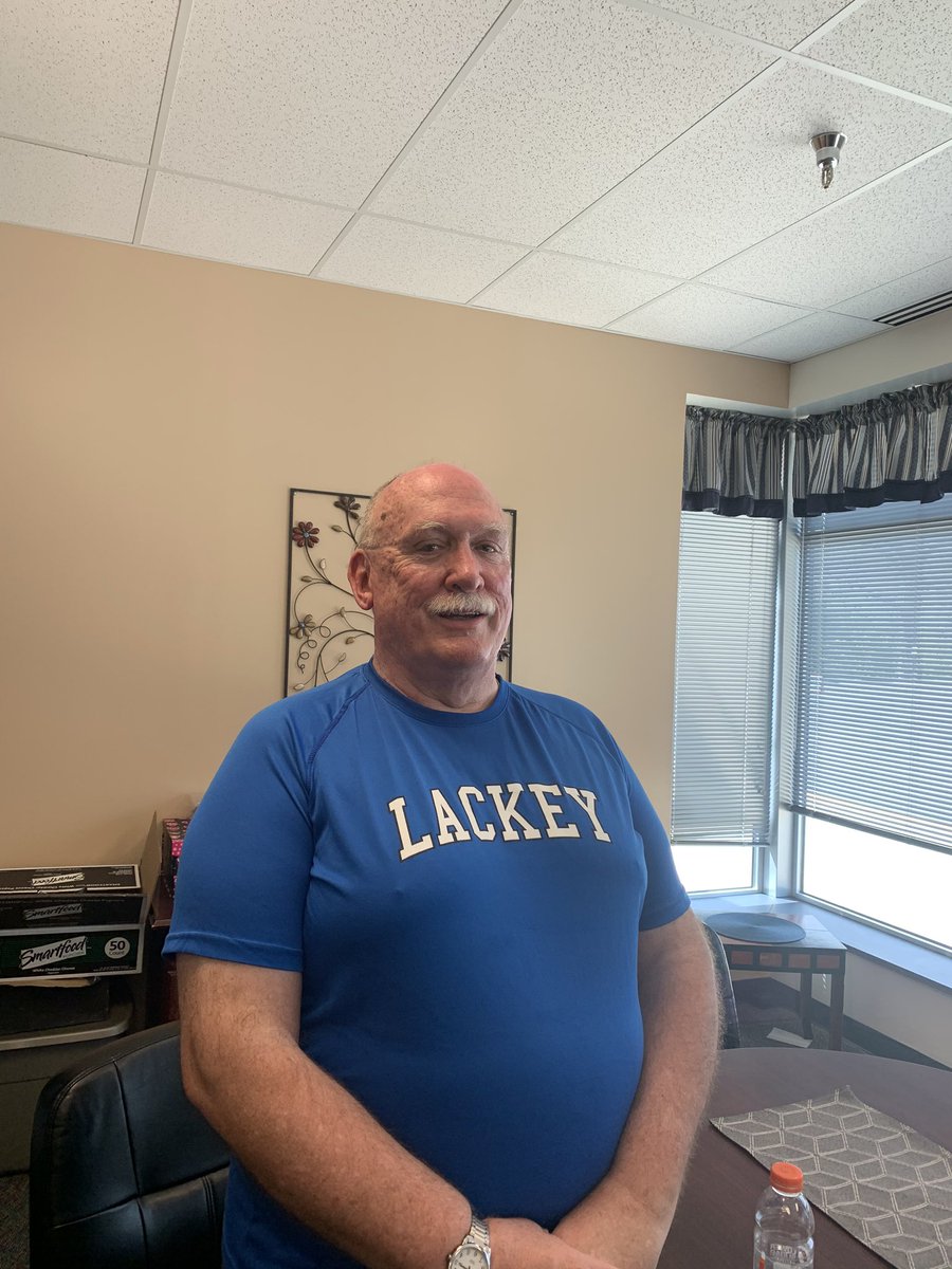 Spotlight on 9th Grade Administrator Mr. David Mitchell. There is no job too big or too small for him. He defines the phrase strong work ethic. Did you know he rode his bike to Lackey today!  GREAT job!  <a href="/ccpssupt/">Former CCPS Superintendent of Schools</a> <a href="/CCPS/">Charles County Public Schools</a> <a href="/CoachJLush/">#LACKEYPRIDE</a>