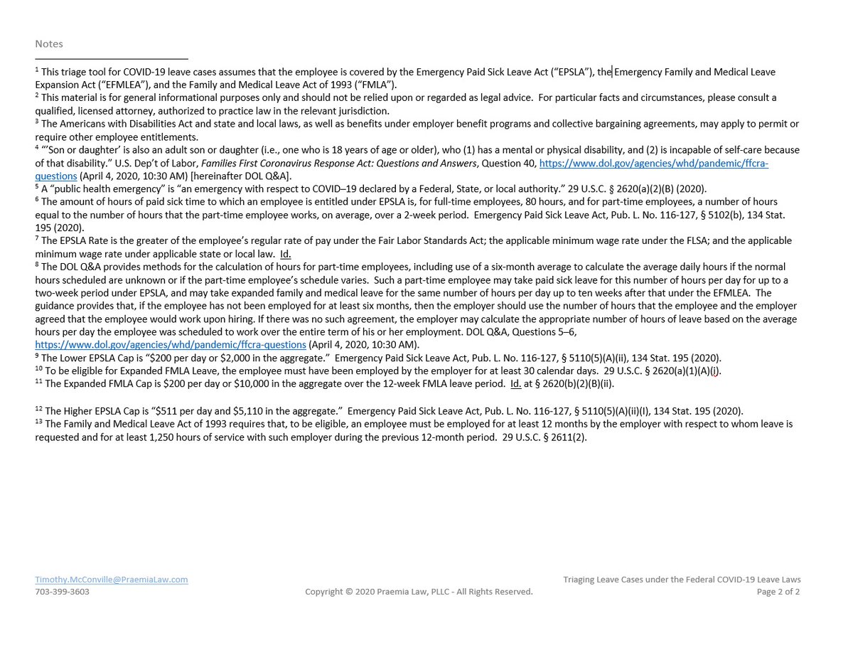 Worklawguy's tweet image. To help employers comply with the new leave requirements under the Families First Coronavirus Response Act, I authored “Triaging Cases under the Federal COVID-19 Leave Laws.”  #COVID #emplaw praemialaw.com/blog/f/triagin…