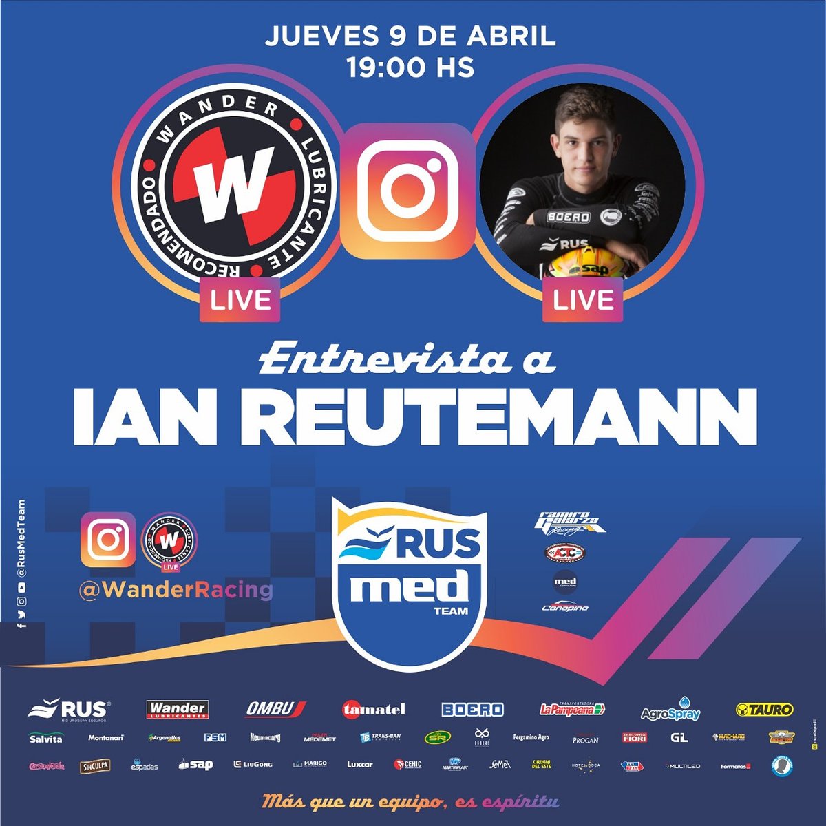 RusMedTeam's tweet photo. 📣 Mañana @WanderLub realizará un vivo entrevistando a @IanReutemann por Instagram a las 19hs ¡No te lo pierdas!

👍 @ruseguros @consultoramed @TeamConsultoMed https://t.co/ESsZEQcjIH