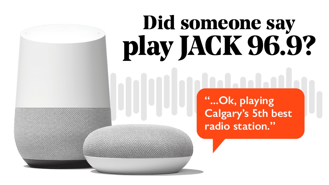 JACK969calgary's tweet photo. 🎵 Tell your smart speaker "Hey Alexa/Google, play JACK 96 POINT 9 CALGARY" then dance around in your underpants 💃🏾🕺🏾
(just make sure your Skype camera is off)

#google #alexa #smartspeaker #underpantsdance https://t.co/7uyaaMh4sQ