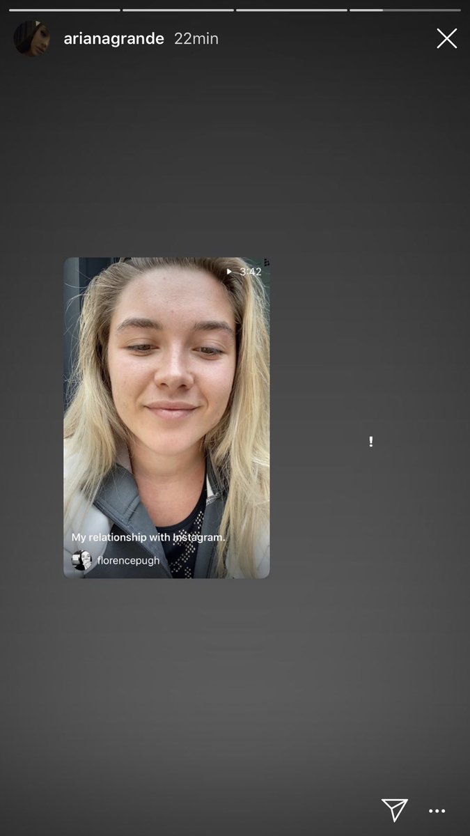 Ariana Grande showing support towards Florence’s video via Instagram. 