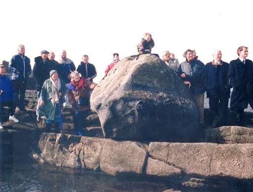 After a long local community campaign it was raised again and pinned into position in 1992. But nature had its way once again and the big storm of 2010 knocked Johnnie Moat off his perch once more. (4/7)