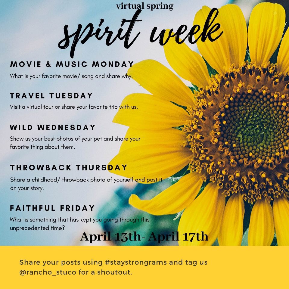 _RanchoRams_'s tweet photo. Virtual Spirit Week is coming up!! 💛 https://t.co/xoz92X39vb