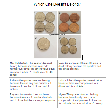 carruthersGR6's tweet photo. Today @Carruthers_PS Grade 6 students used a shared Google Doc to share their ideas on Which One Doesn't Belong! #distancelearning #ddsbSHIFT https://t.co/68VtHCby5L