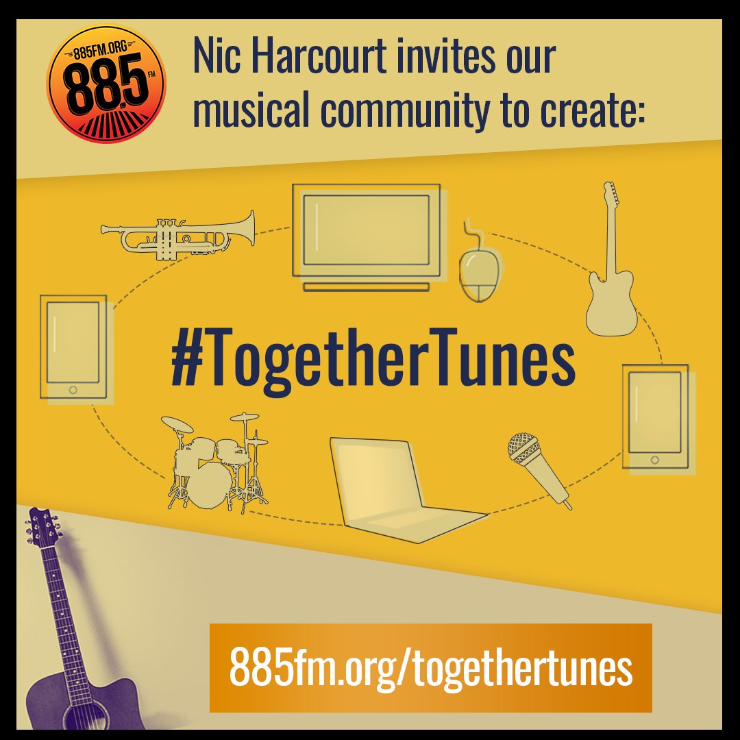 “World-renowned radio tastemaker @nicharcourt launches #TogetherTunes on his Los Angeles morning radio show at 88.5 FM.” Visit 885fm.org/togethertunes for more information &amp; details on how to submit.
