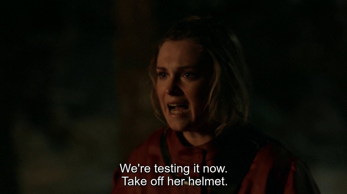 gives her helmet to emori so she won't die