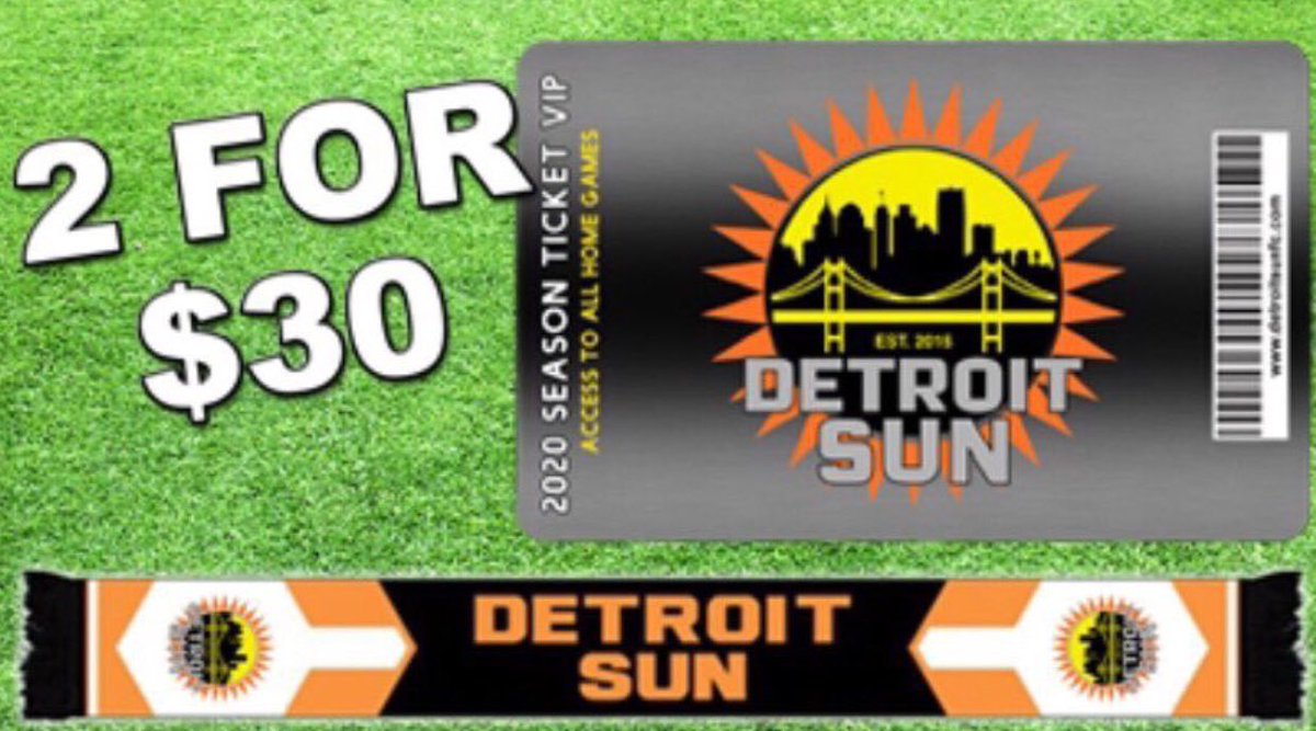 DETROIT’S HOME TEAM
2020 SEASON TICKET PROMOTION
Order at: detroitsunfc.com/tickets
Season Ticket + Booster Scarf = $30
<a href="/DetroitChamber/">Detroit Regional Chamber</a> <a href="/OpportunityDET/">Opportunity Detroit</a> 
<a href="/MLiveDetroit/">MLive Detroit</a> <a href="/BuyMichiganNow/">Buy Michigan Now</a> 
<a href="/MidtownDetroit/">Midtown Detroit, Inc</a> <a href="/EasternMarket/">Eastern Market</a> 
@CurbedDetroit <a href="/Hour_Detroit/">Hour Detroit Magazine</a> 
<a href="/techtowndetroit/">TechTown Detroit</a> <a href="/DetroitPAL/">Detroit PAL</a>