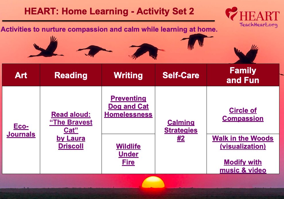 teachhumane's tweet image. Our newest set of at-home activities to promote compassion and calm is up on our website! Visit teachheart.org/education-reso… to access the activities, and feel free to share with fellow parents and teachers! #covid-19 #compassion #empathyempowers