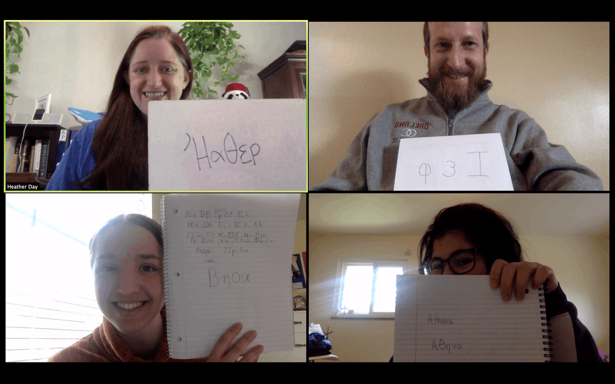 OCHS_Pittsburgh's tweet photo. A HUGE thank you to all our faculty and students who made this year's Virtual #LanguageFair such a great experience. Special shout out to our Language Department's Heather Day (in a 'Fun with Greek' session here) for organizing this event! 👏🇬🇷 https://t.co/fZ5dN3feLw https://t.co/S4ew3tDw0J