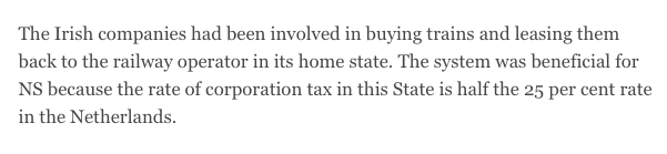 Until last year, the 100% state-owned Dutch public railways owned an Irish subsidiary whose only function was to formally own trains that were leased in the Netherlands. This way NS could shift profits and pay lower corporation taxes in Ireland  https://www.irishtimes.com/business/transport-and-tourism/dutch-state-railway-formally-winds-up-irish-tax-avoidance-structure-1.3875425