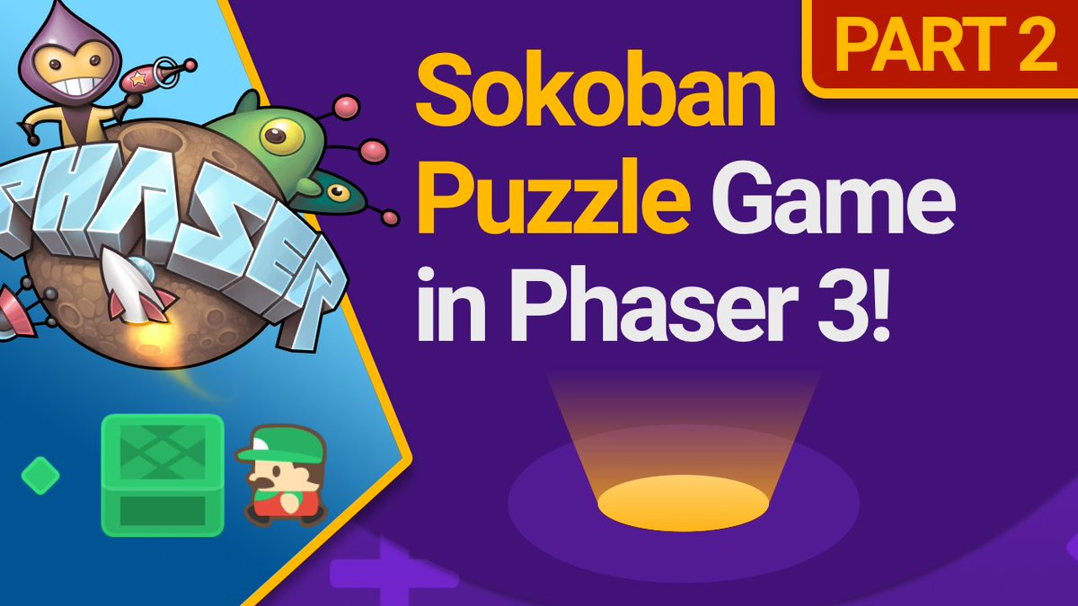 Here's Part 2 where we create the  #sokoban player character and animations for moving left, right, up, and down!Watch:  Assets by  @KenneyNL game is built in  @phaser_Threadfor part 1  follow for part 3! #html5  #gamedev  #gamedevelopment