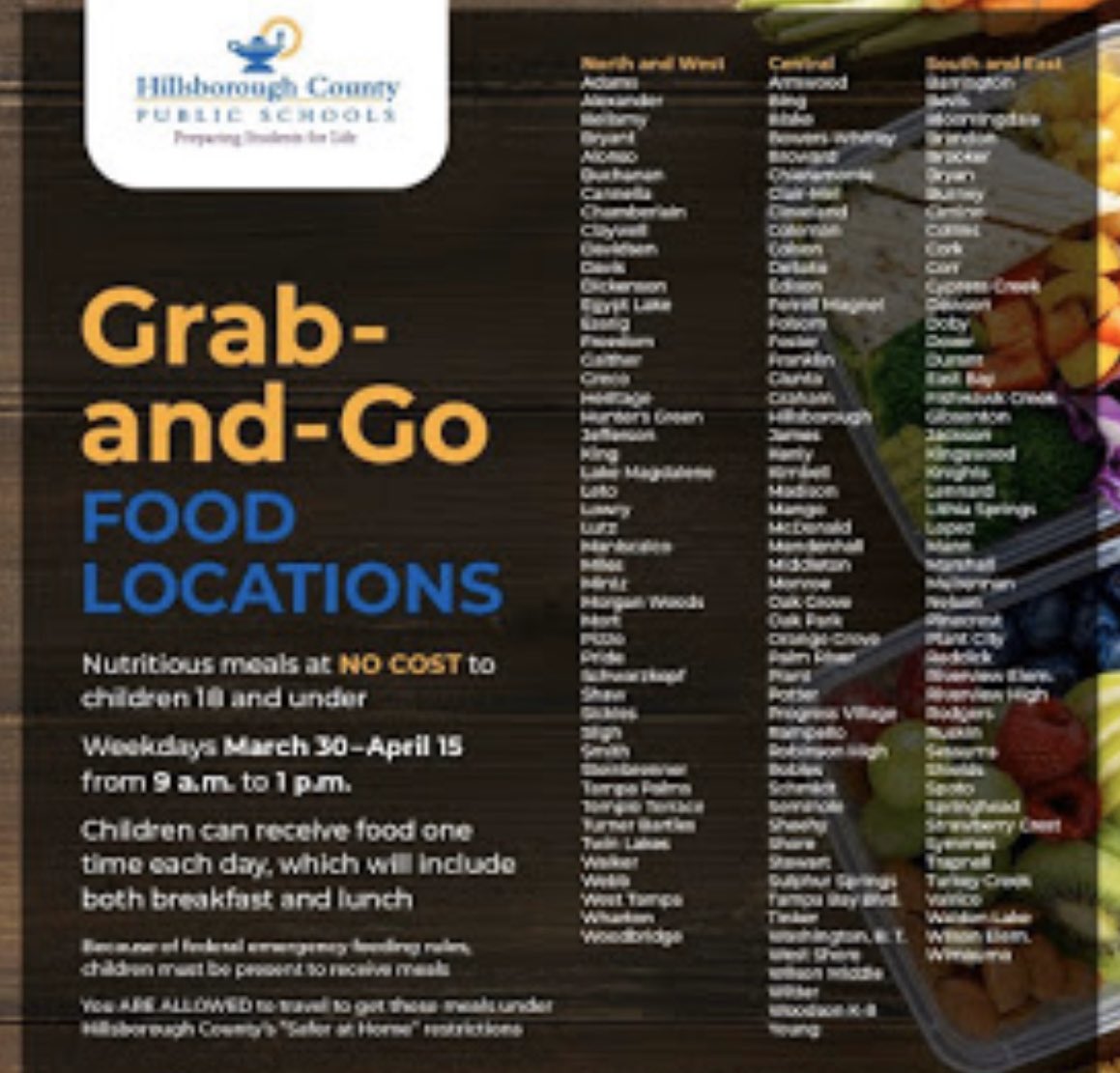 Today...Hillsborough County Public Schools extended 126,458 meals to our students! We stand prepared to assist every learner within our community!