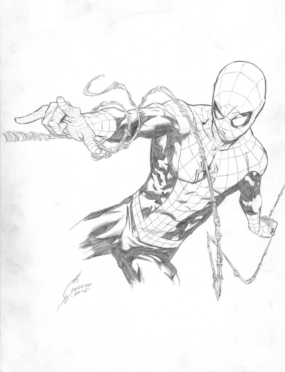 JoeQuesada's tweet photo. A little Spider-Man for today. In case you can't tell, hands are one of my favorite things to draw. You can express as much emotion and action with hands as you can with the expressions on a face or the tilt of a character's head. https://t.co/0PKW7RTaxr