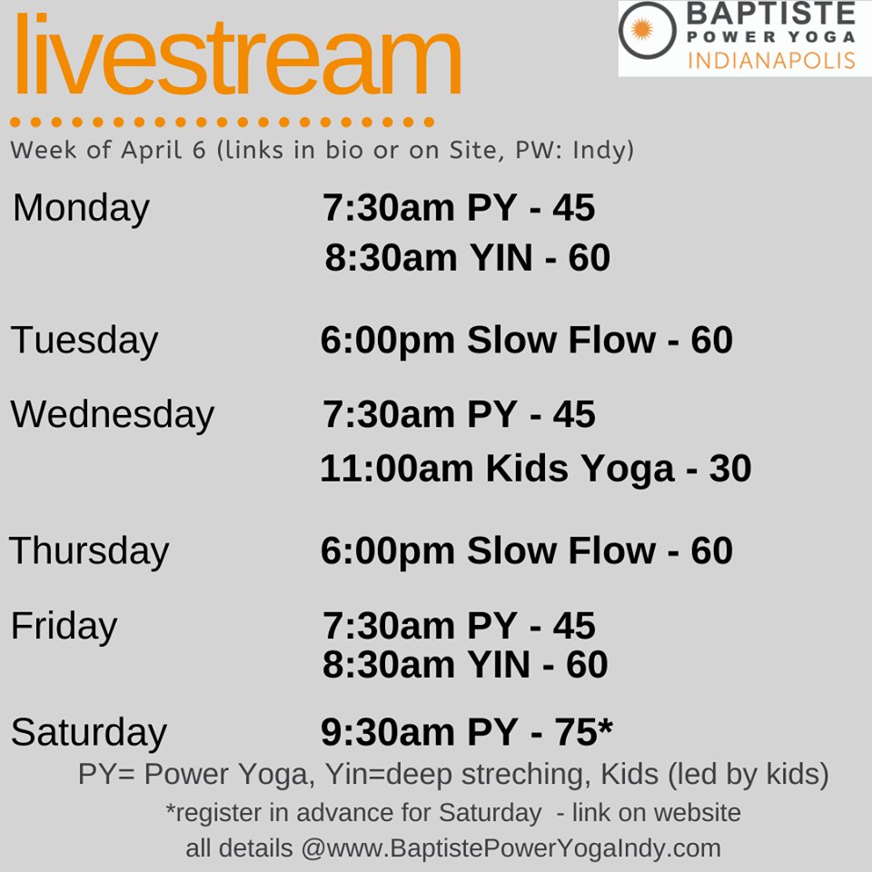Help Baptiste Power Yoga Indianapolis raise money for  <a href="/horizonhousein/">Horizon House Indy</a> (which serves the #homeless population) by donating $5 to join live stream #yoga classes this week!  Link is on the website, password Indy baptistepoweryogaindy.com/?fbclid=IwAR1b…