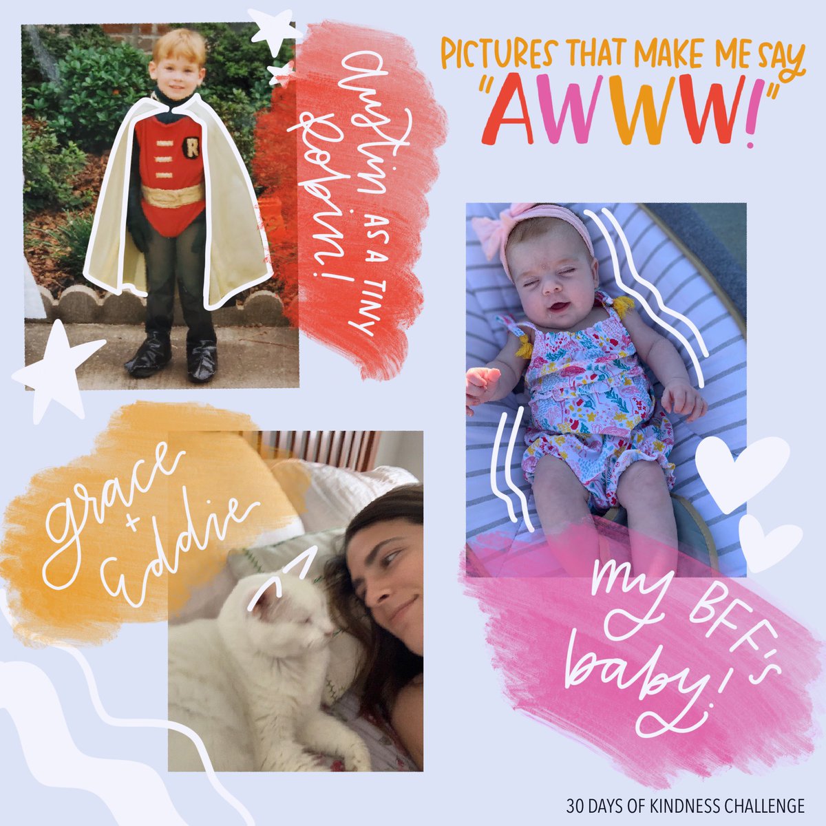 I asked and my friends provided!! 3 pictures that make me say “aw!” Could these be sweeter pics!!!! 

Day 3 of the #CharacterStrong #30daysofkindness challenge and I am ~finally~ caught up 🙂💓✨‼️